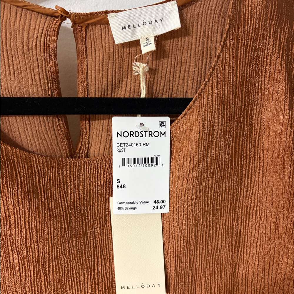 MELLODAY Rust Textured Blouse - Picture 2 of 3